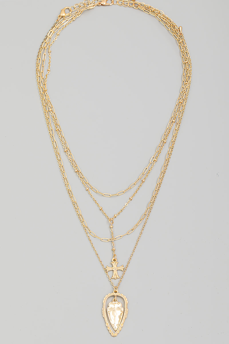 Paper clip arrowhead 18k gold dipped layering necklace