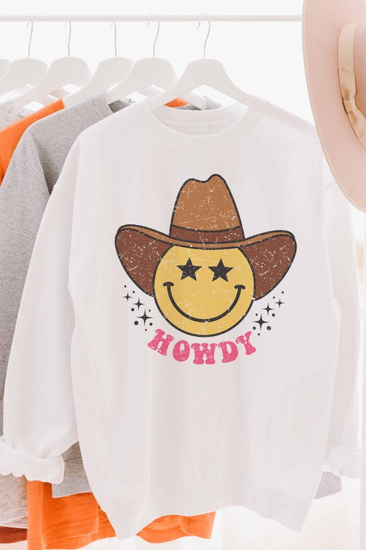 HOWDY SMILEY COWBOY BOHO WESTERN SWEATSHIRT