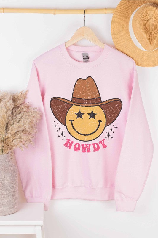 HOWDY SMILEY COWBOY BOHO WESTERN SWEATSHIRT