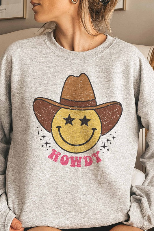 HOWDY SMILEY COWBOY BOHO WESTERN SWEATSHIRT
