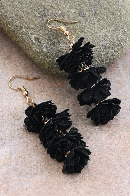 Boho Fabric Flower Drop Earrings