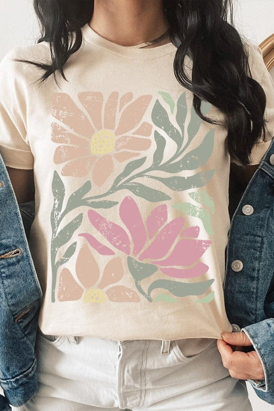 Botanical Pink Daisy Floral Graphic T Shirts
