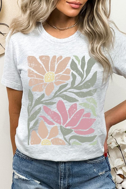 Botanical Pink Daisy Floral Graphic T Shirts