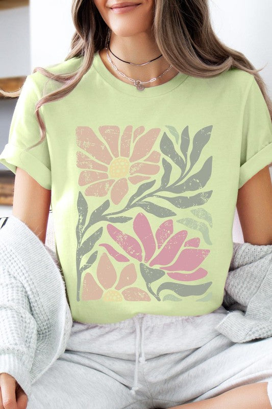 Botanical Pink Daisy Floral Graphic T Shirts