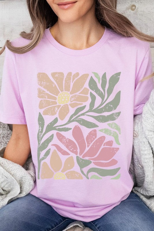 Botanical Pink Daisy Floral Graphic T Shirts