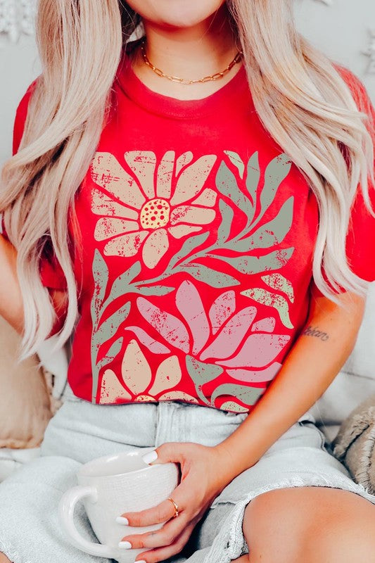 Botanical Pink Daisy Floral Graphic T Shirts