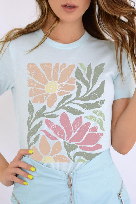 Botanical Pink Daisy Floral Graphic T Shirts