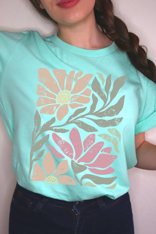 Botanical Pink Daisy Floral Graphic T Shirts