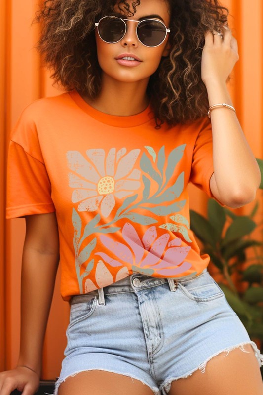 Botanical Pink Daisy Floral Graphic T Shirts