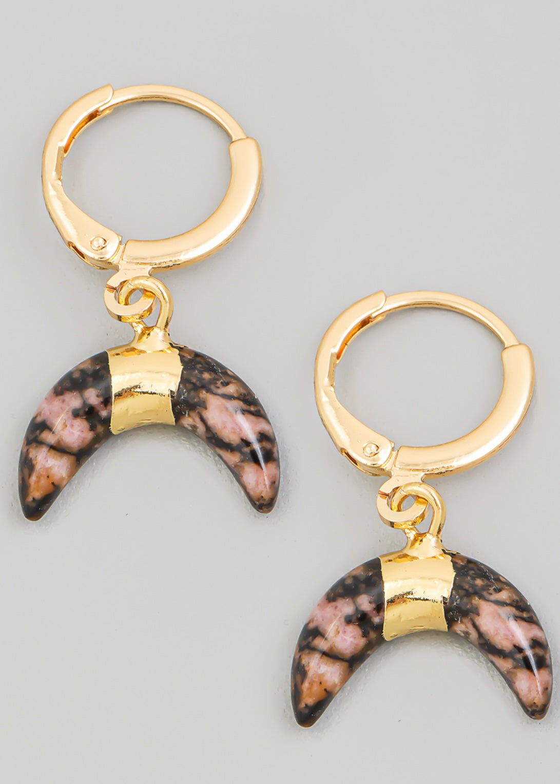 Cresant marble 18k gold dipped drop earrings