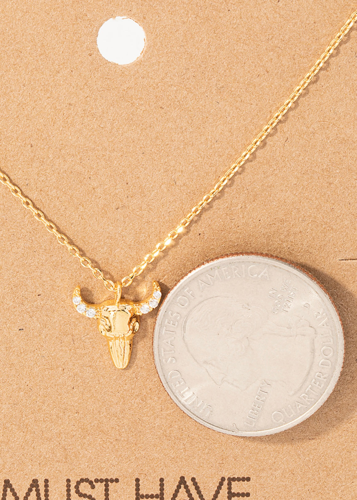 Dainty 18k gold dipped ram skull layering necklace