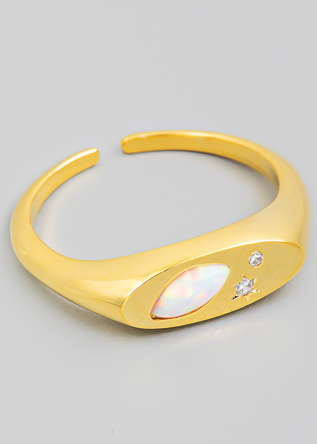 Adjustable 18k gold dipped opal stone ring