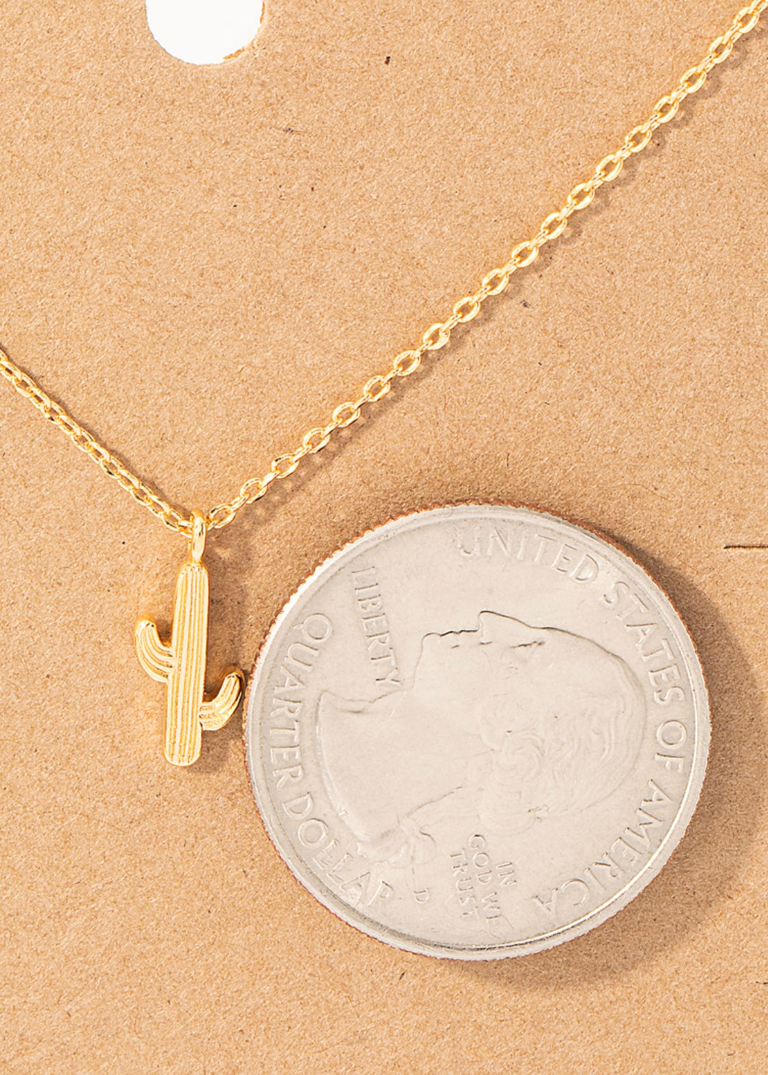 Dainty 18k gold dipped cactus layering necklace