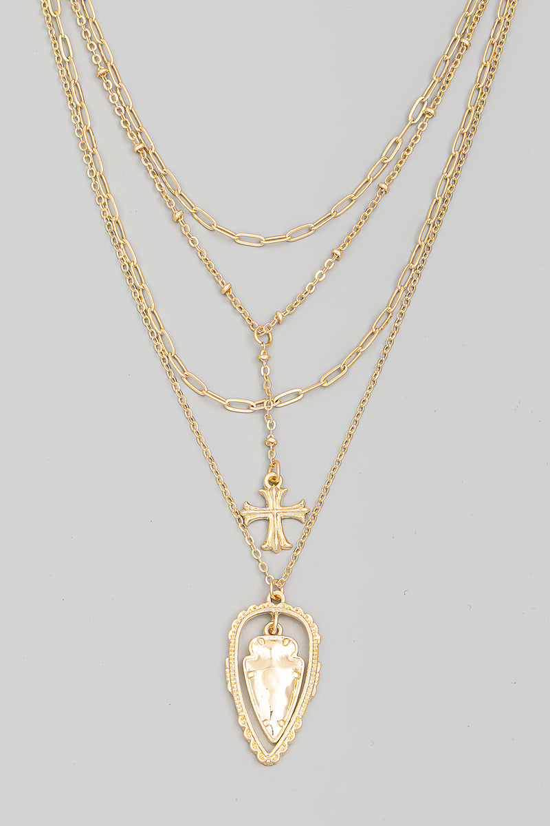 Paper clip arrowhead 18k gold dipped layering necklace