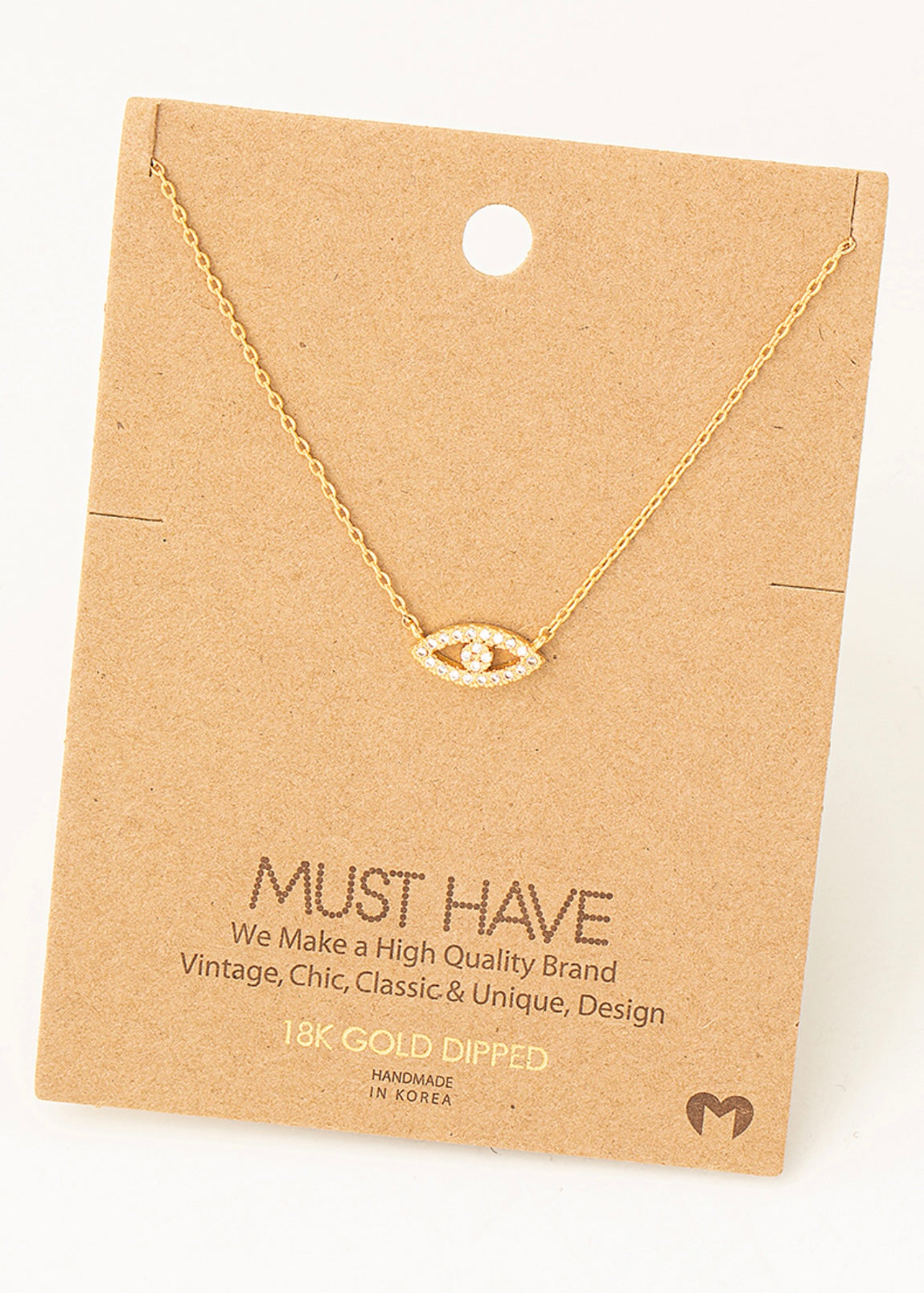 Dainty 18k gold dipped evil eye layering necklace