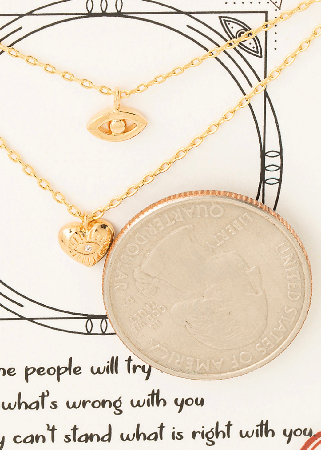 Dainty evil eye 18k gold dipped layered necklace