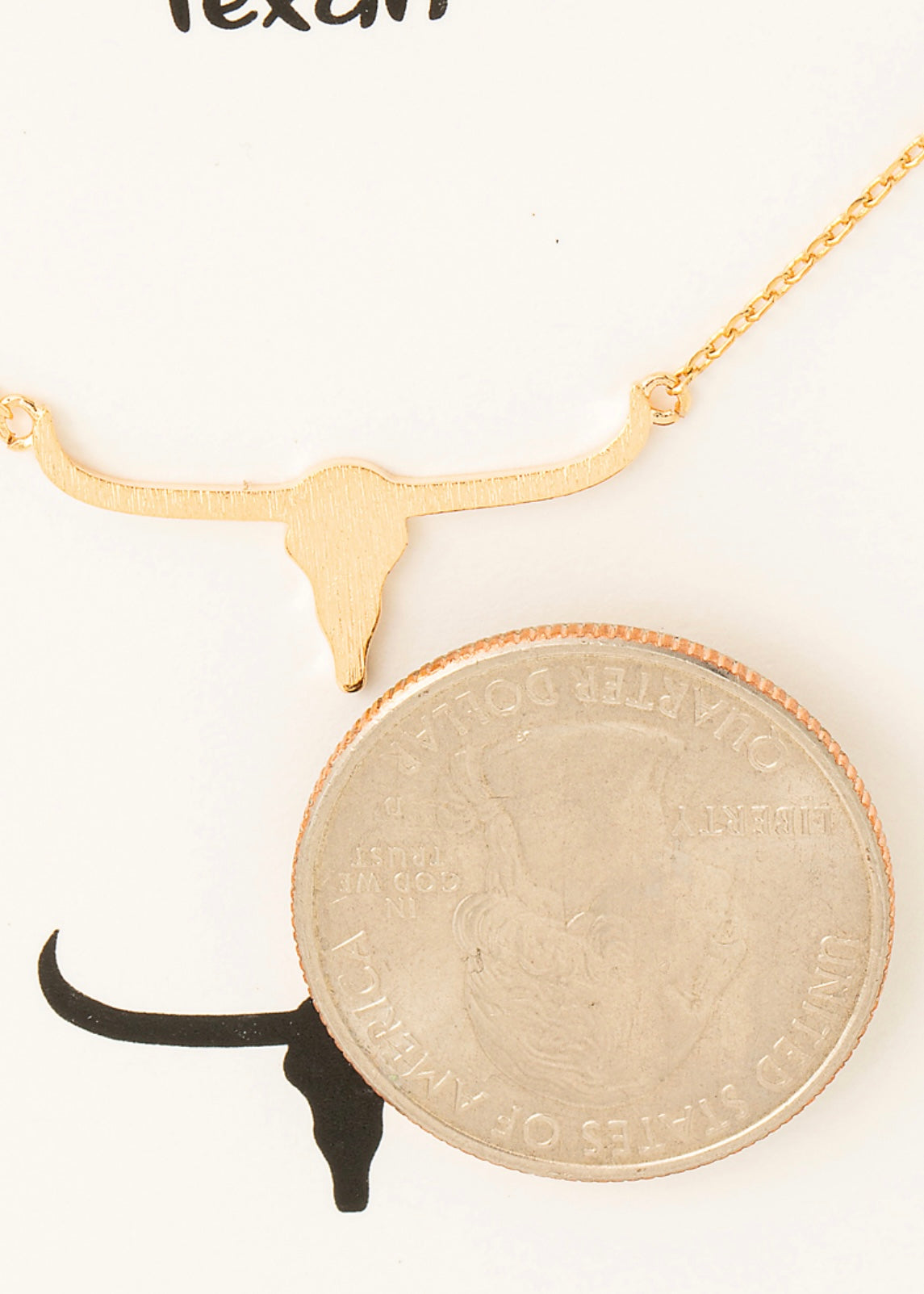 Dainty 18k gold dipped long horn skull layering necklace