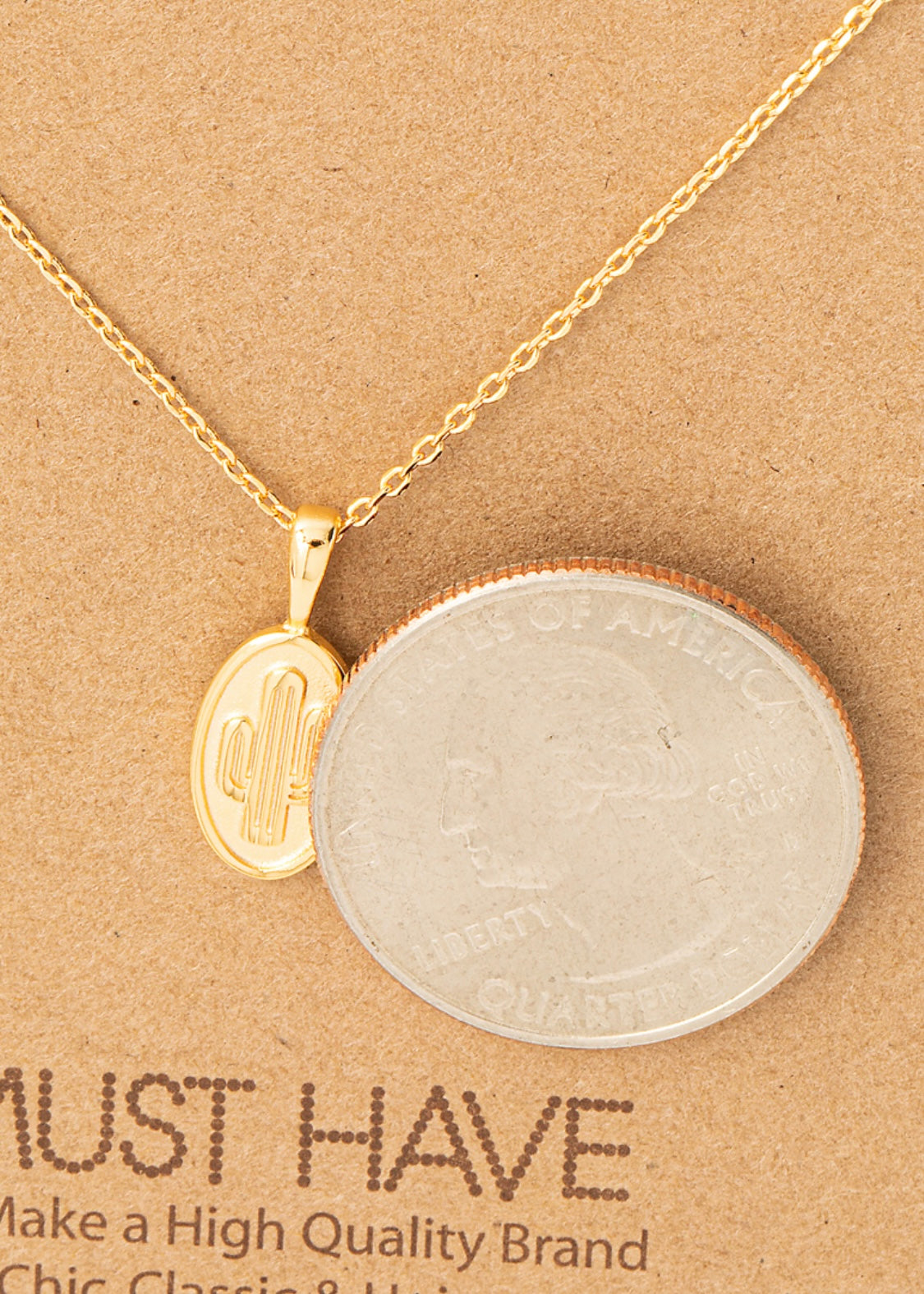 Dainty 18k gold dipped cactus layering necklace