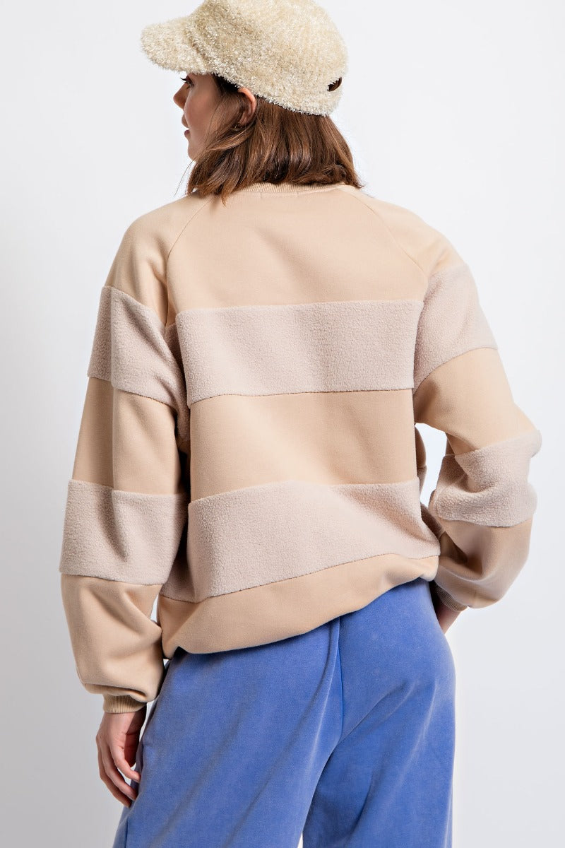 Khaki brushed Terry crewneck knit
