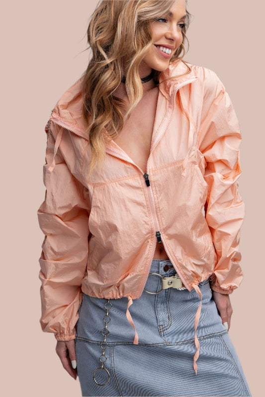 Peachy parachute zip up windbreaker