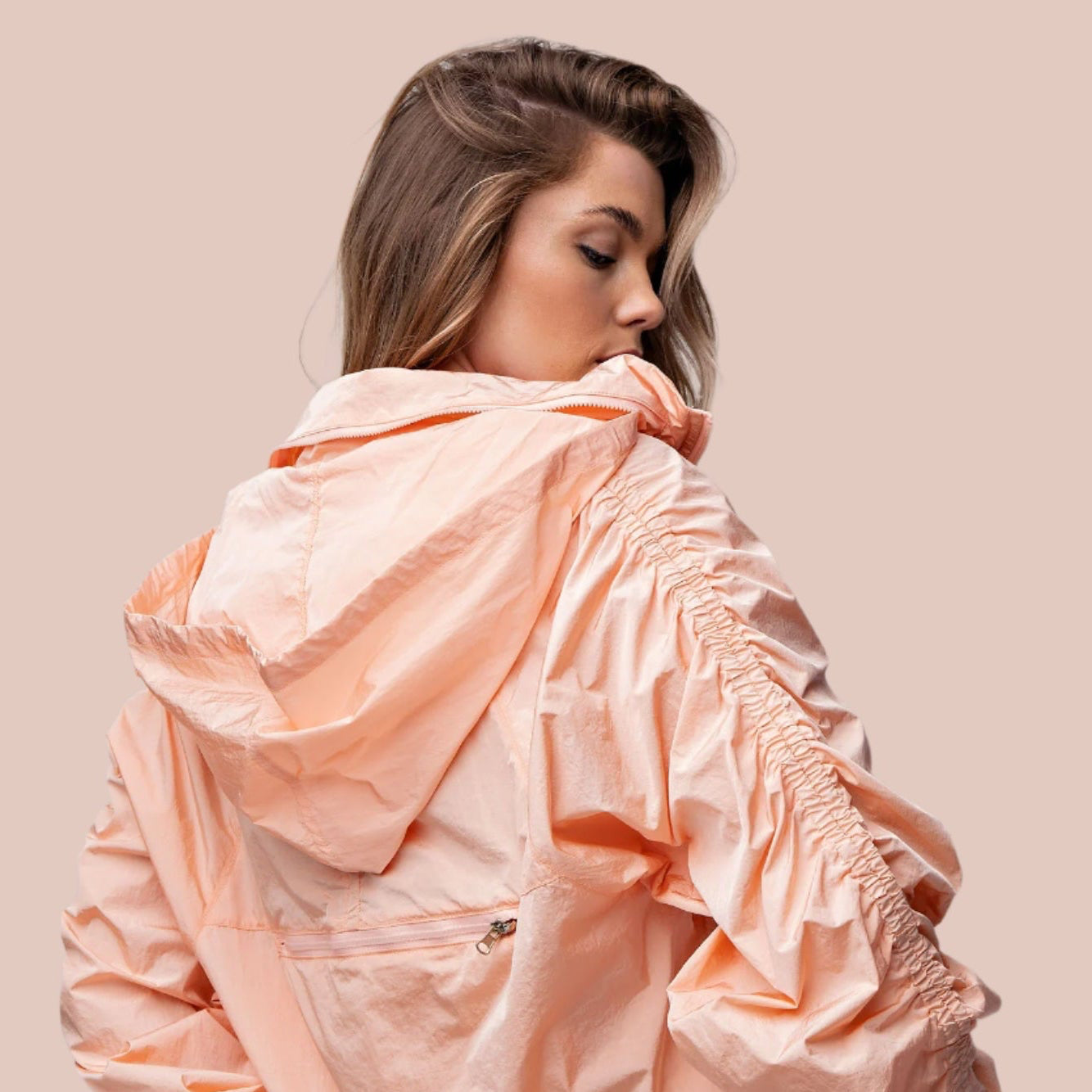 Peachy parachute zip up windbreaker