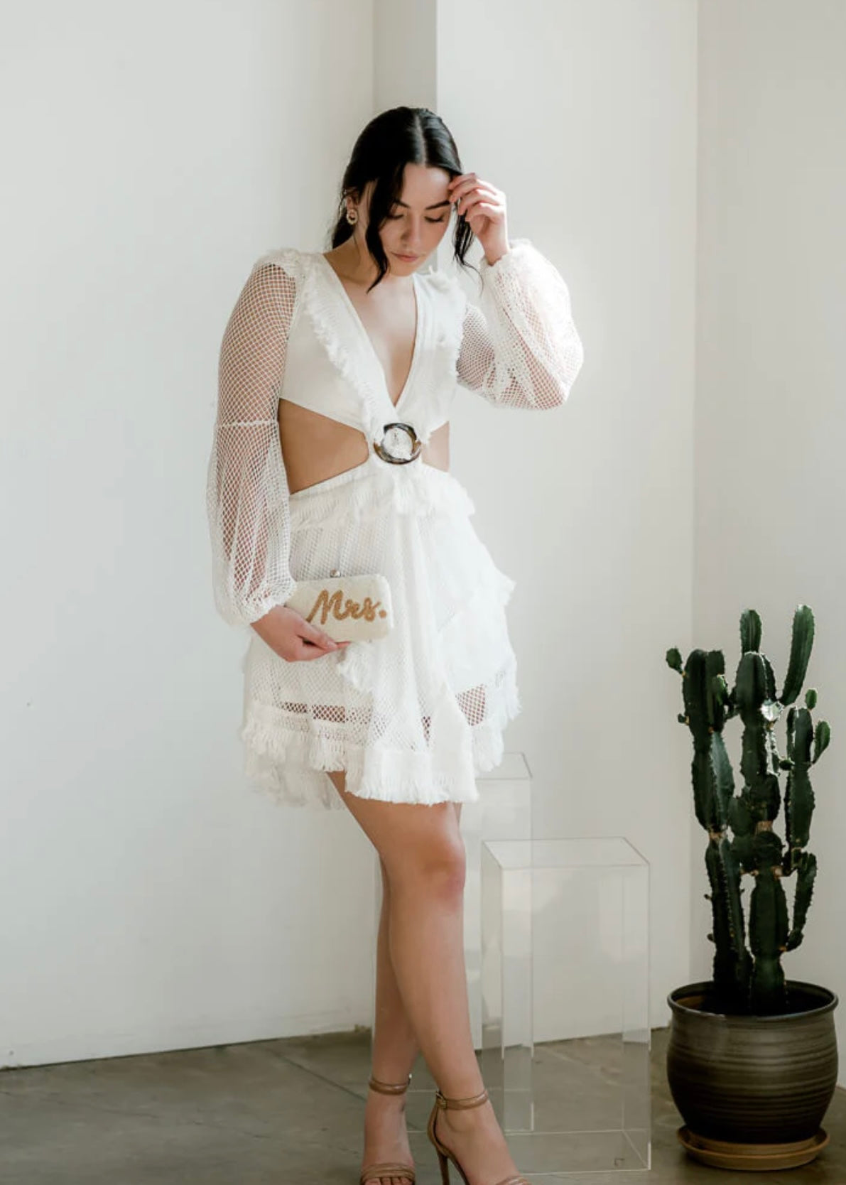 Amalfi White Crochet Mini Dress