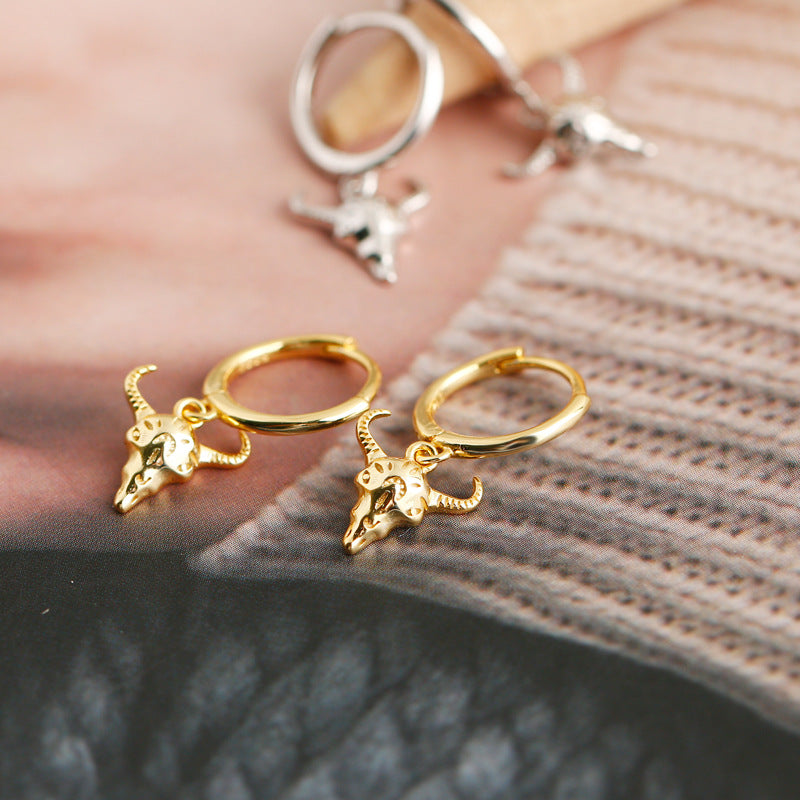 Ram skull Hoop Earrings