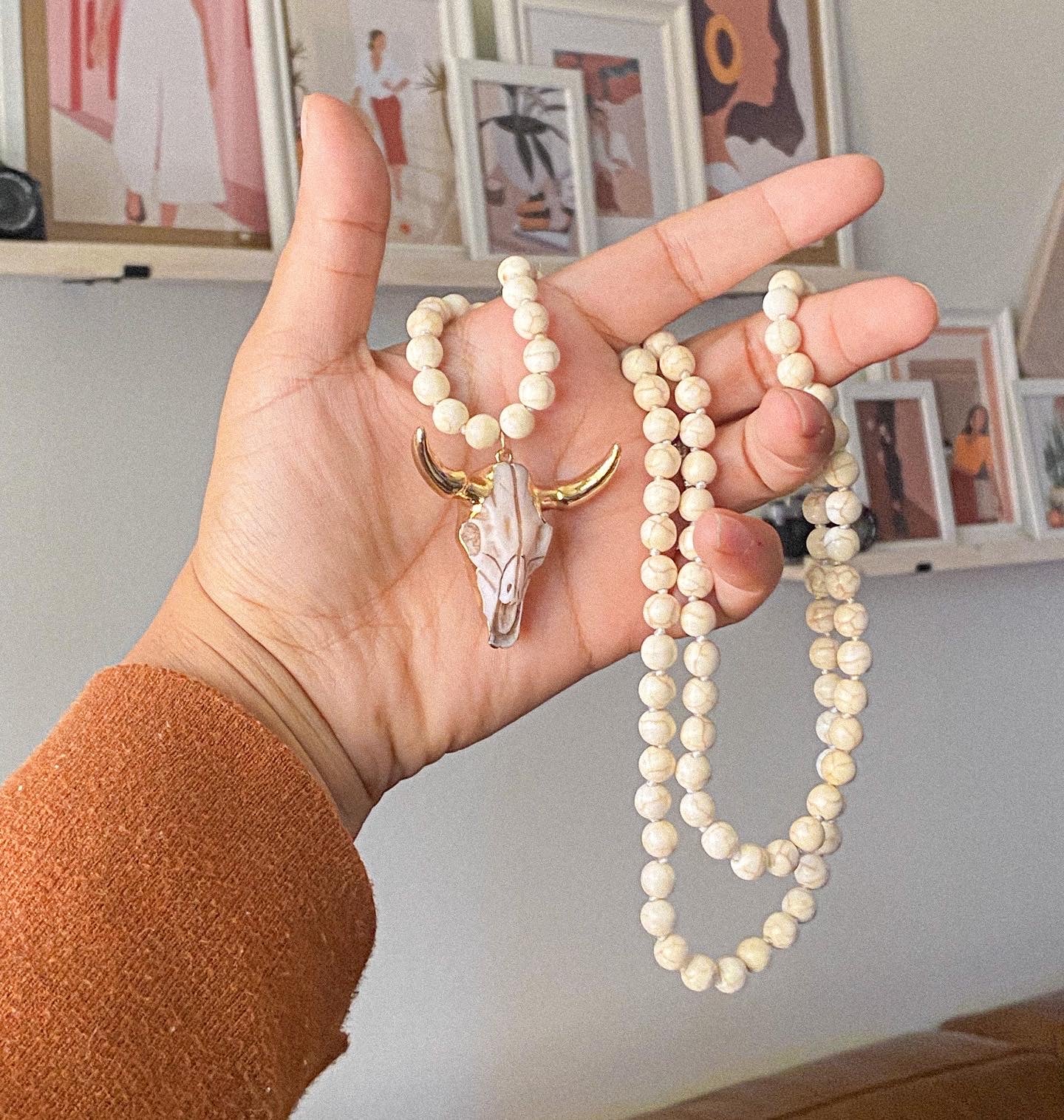 Bull Skull Boho Necklace