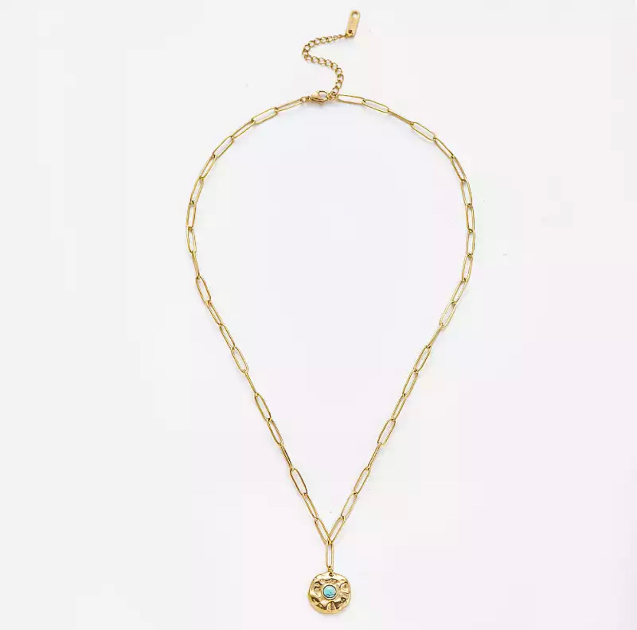 Turquoise Paperclip Chain Necklace