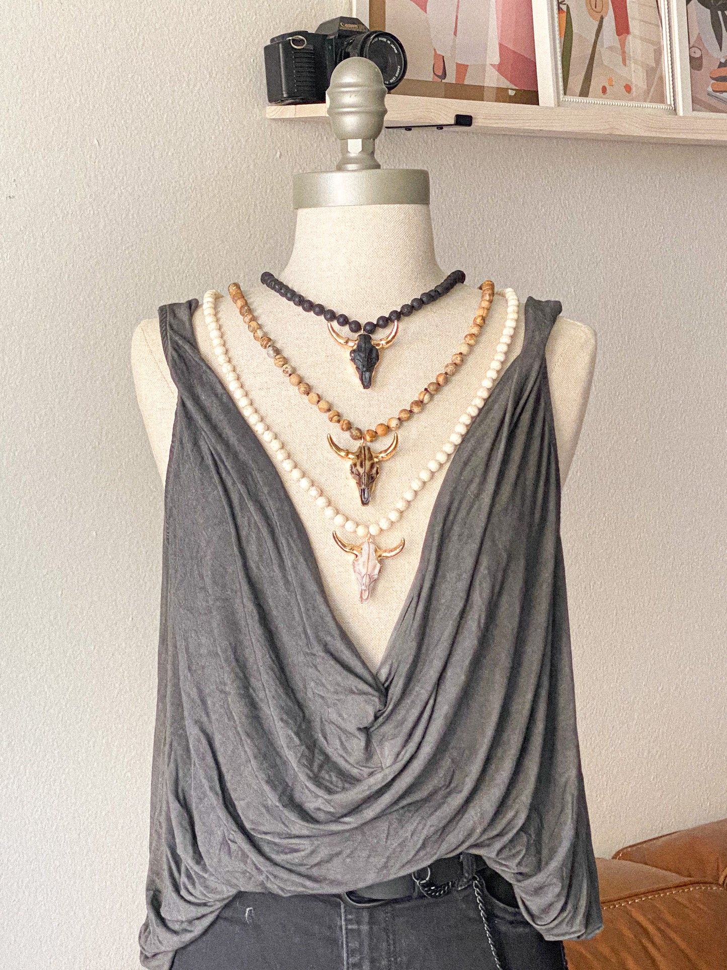 Bull Skull Boho Necklace