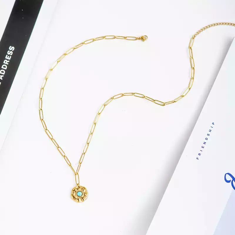 Turquoise Paperclip Chain Necklace