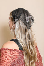 Load image into Gallery viewer, Tulle Lace Embroidered Poppy Headscarf
