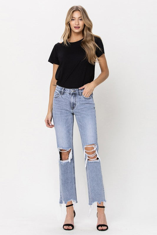 SUPER HIGH RISE 90'S STRAIGHT CROP W DISTRESSED — alternate view