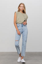 Load image into Gallery viewer, High Waist Ripped Tapered Jeans
