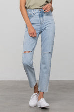 Load image into Gallery viewer, High Waist Ripped Tapered Jeans
