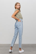 Load image into Gallery viewer, High Waist Ripped Tapered Jeans
