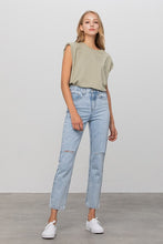 Load image into Gallery viewer, High Waist Ripped Tapered Jeans
