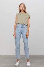 Load image into Gallery viewer, High Waist Ripped Tapered Jeans
