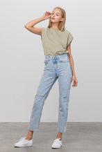 Load image into Gallery viewer, High Waist Ripped Tapered Jeans
