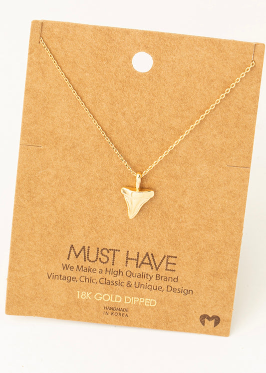 Dainty 18k gold dipped shark tooth layering necklace