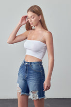 Load image into Gallery viewer, High Rise Ripped Bermuda Denim Shorts
