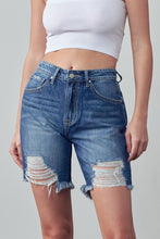 Load image into Gallery viewer, High Rise Ripped Bermuda Denim Shorts
