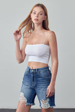 Load image into Gallery viewer, High Rise Ripped Bermuda Denim Shorts
