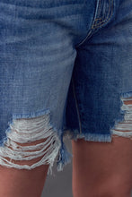 Load image into Gallery viewer, High Rise Ripped Bermuda Denim Shorts
