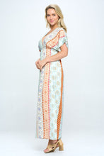 Load image into Gallery viewer, Boho Print Kimono Maxi Dress with Side Slit
