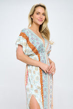 Load image into Gallery viewer, Boho Print Kimono Maxi Dress with Side Slit
