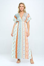 Load image into Gallery viewer, Boho Print Kimono Maxi Dress with Side Slit
