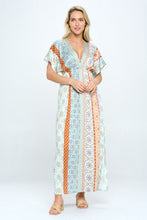 Load image into Gallery viewer, Boho Print Kimono Maxi Dress with Side Slit
