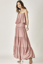 Load image into Gallery viewer, PIN STRIPE PRINT TUBE MAXI DRESS
