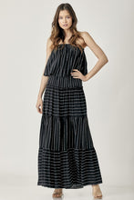 Load image into Gallery viewer, PIN STRIPE PRINT TUBE MAXI DRESS
